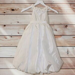 C7 David's Bridal flower girl dress new WG1255 bubble hem size 6 white Taffeta